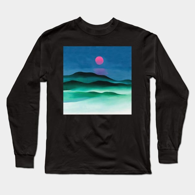 High Resolution Pink Moon Over Water by Georgia O'Keeffe Long Sleeve T-Shirt by tiokvadrat